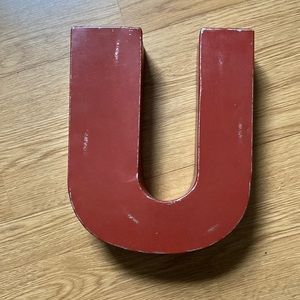 11” tall Large Red Metal Wall Letter U by Foreside
